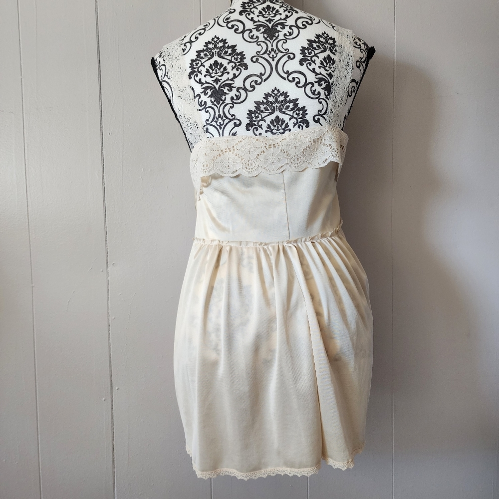 Vintage Handmade Boho Lace Cami Top Cream Satin Sweep Hem Women’s Small - Picture 4 of 16